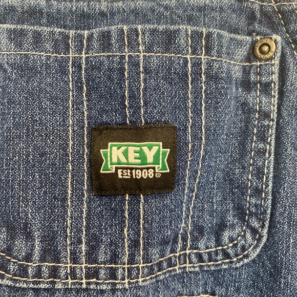 Toddler Key Brand Denim Adjustable Blue Jean Bibs 2T farmer Country Hillbilly - Picture 3 of 16
